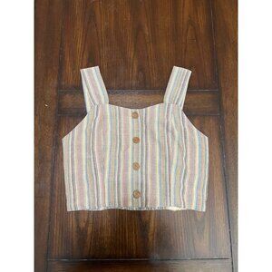 Paper Crane Vertical Stripe Cropped Tank Top Front Button Shirt Anthropologie M